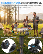 Magnetic Phone Holder for Vlogging, Content Creator Essentials with 1/4" Screw, Arca, Strong Back Magnet for Gym, Adjustable Phone Stand & Selfie Stick