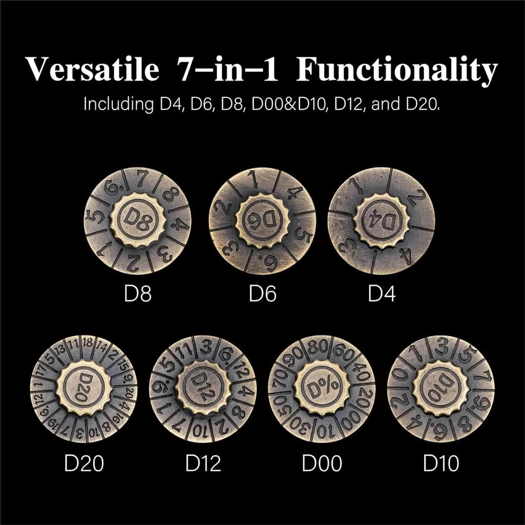 Pocket Revolving Metal RPG Dice - Dungeons & Dragons D20 Dice Games Rpg Metal Set with leather case