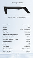 CyanVue AI Smart Glasses – 8MP Camera Glasses with Music & Call Features