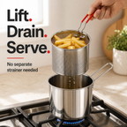 Personal Mini Deep Fryer Set – Stainless Steel with Draining Basket