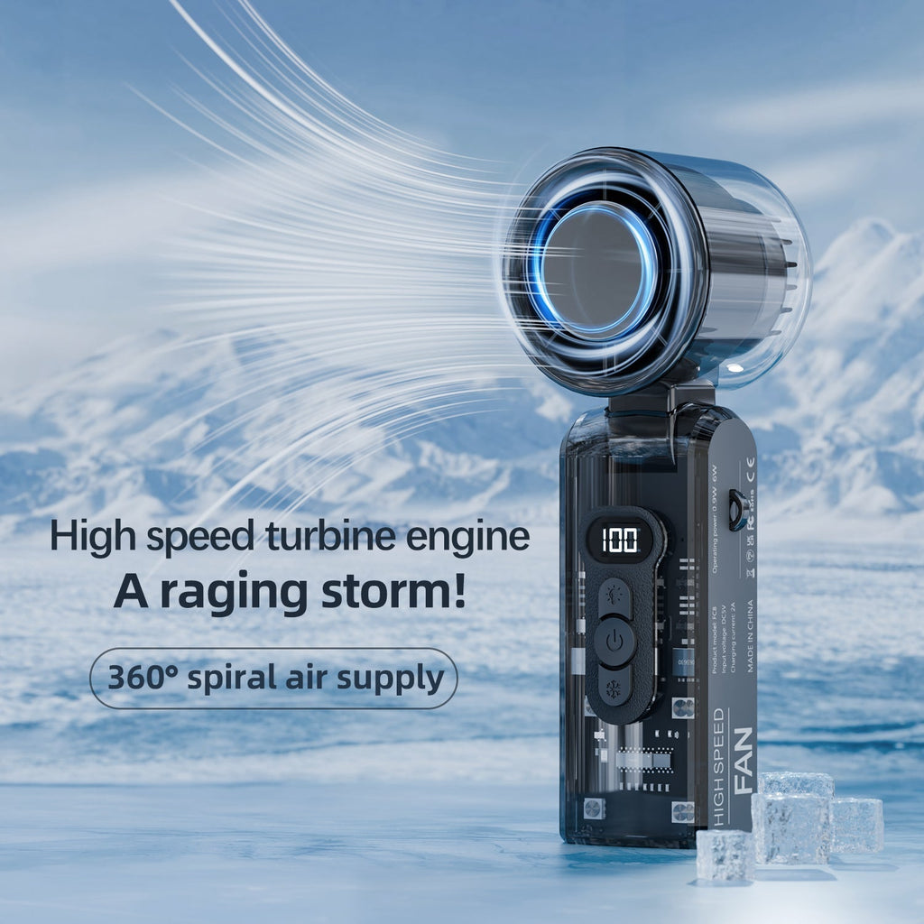 IceRush Turbo – Handheld Fan with Instant Cooling Plate & LED Light
