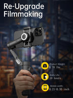 AOCHUAN Smart XE – 3-Axis Foldable Smartphone Gimbal with Gesture Control, Joystick, and AI Face Tracking