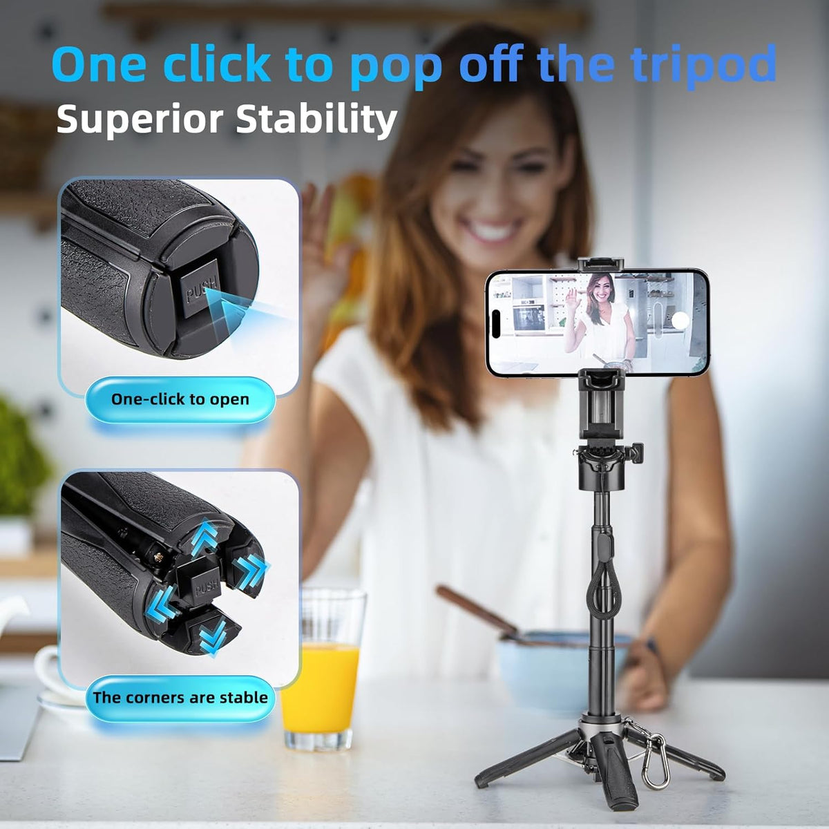 Portable MagSafe Travel Selfie Stick with Remote Control & Magnetic Ring