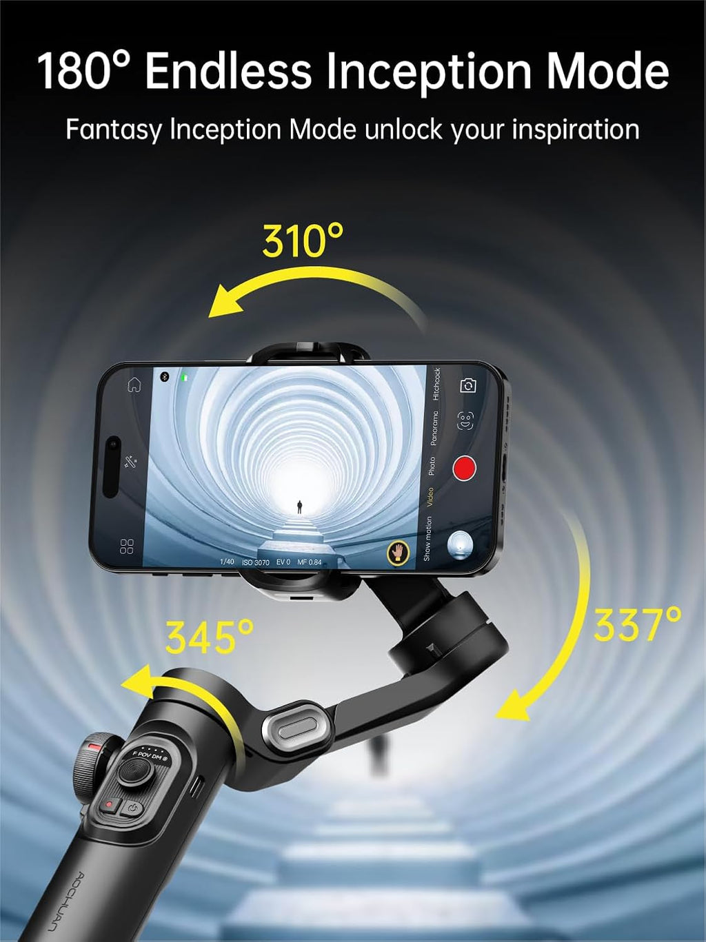 AOCHUAN Smart XE – 3-Axis Foldable Smartphone Gimbal with Gesture Control, Joystick, and AI Face Tracking