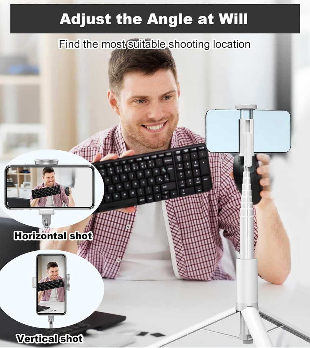 67" Cell Phone Selfie Stick Tripod,Smartphone Stand All-in-1 with Integrated Wireless Remote,Portable,Lightweight,Extendable for iPhone/Android(Black)