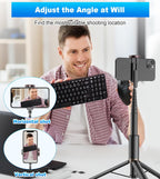 67" Cell Phone Selfie Stick Tripod,Smartphone Stand All-in-1 with Integrated Wireless Remote,Portable,Lightweight,Extendable for iPhone/Android(Black)