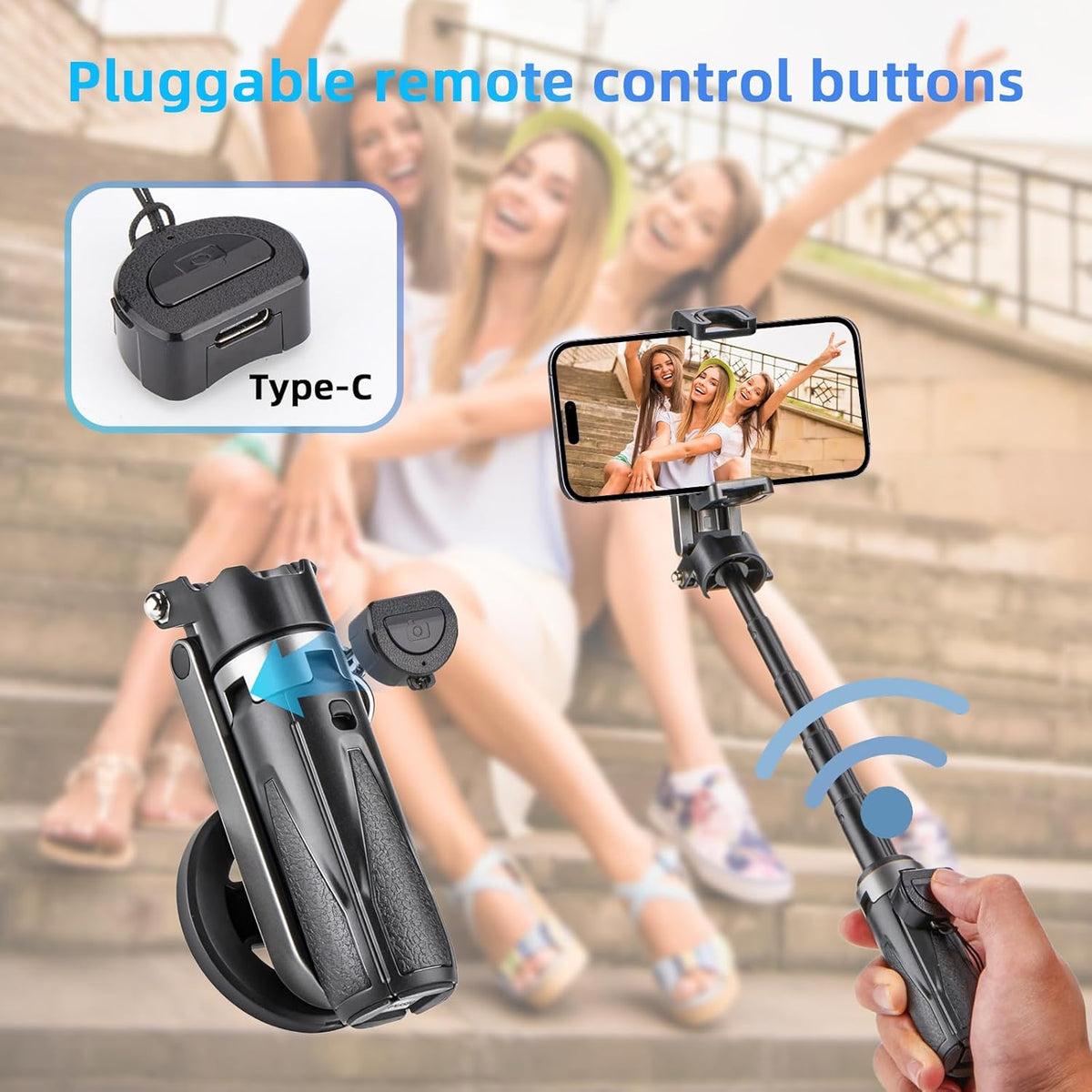 Portable MagSafe Travel Selfie Stick with Remote Control & Magnetic Ring