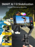 AOCHUAN Smart XE – 3-Axis Foldable Smartphone Gimbal with Gesture Control, Joystick, and AI Face Tracking