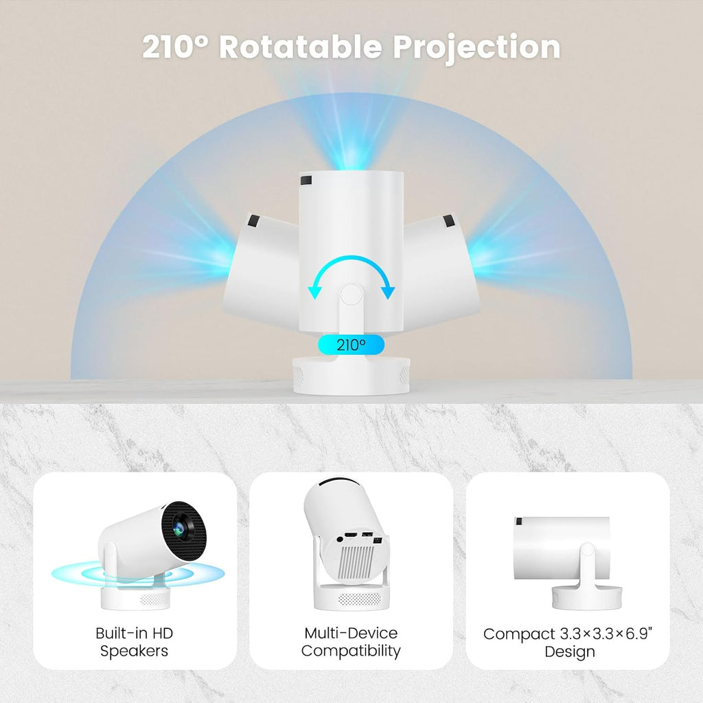 VistaCast Mini 210° Smart Projector with Extra Large-Screen Display