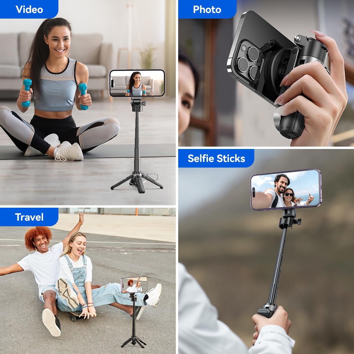 Portable MagSafe Travel Selfie Stick with Remote Control & Magnetic Ring
