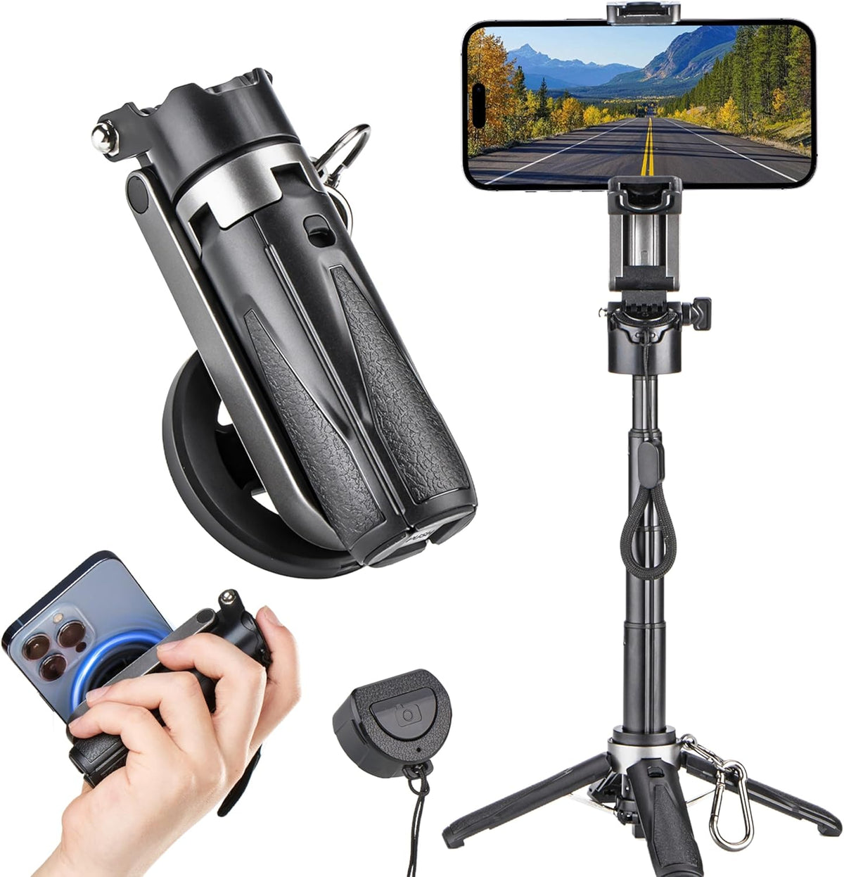 Portable MagSafe Travel Selfie Stick with Remote Control & Magnetic Ring