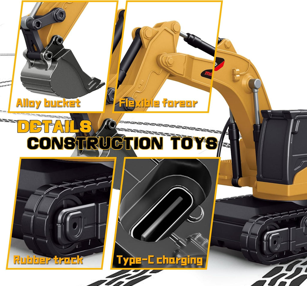 MicroCrew™ Mini RC Construction Series – Pocket Dump Truck, Excavator & Forklift Set