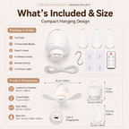 Portable Rechargeable Hanging Fan Light for Indoor & Outdoor Use