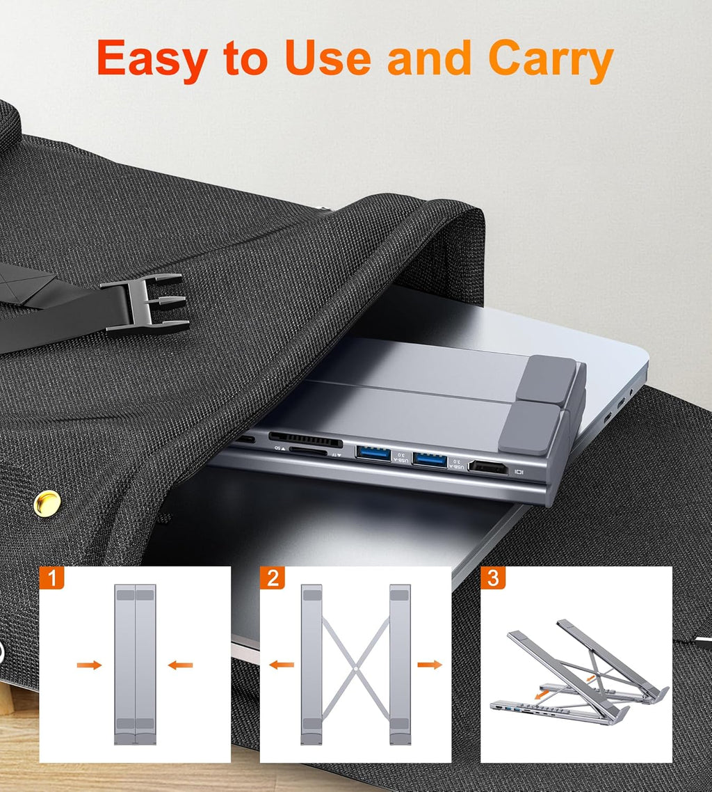 USB-C Docking Station Laptop Stand – 8-in-1 USB-C Hub with 4K HDMI, 100W PD, Dual USB 3.0