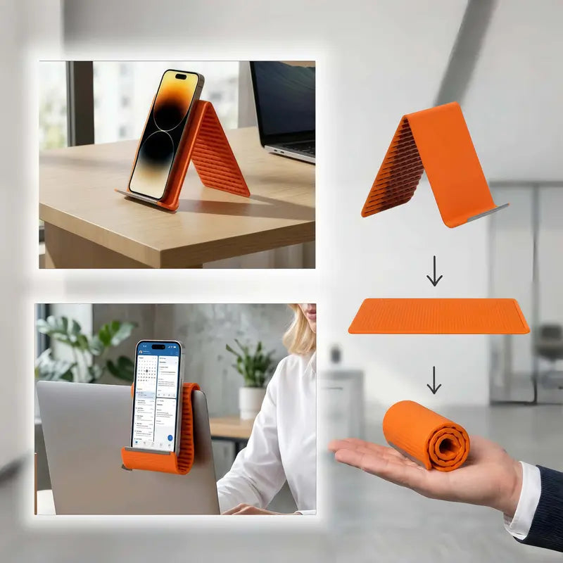 Ultra-Slim Foldable Phone Stand – Universal Adjustable Silicone Cradle for Desk & Travel