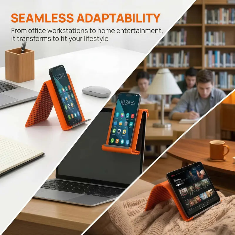 Ultra-Slim Foldable Phone Stand – Universal Adjustable Silicone Cradle for Desk & Travel