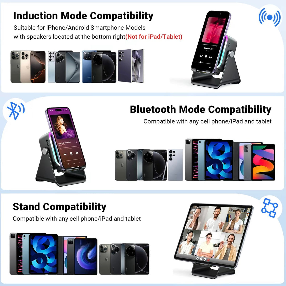 5-in-1 Induction Phone Speaker Stand