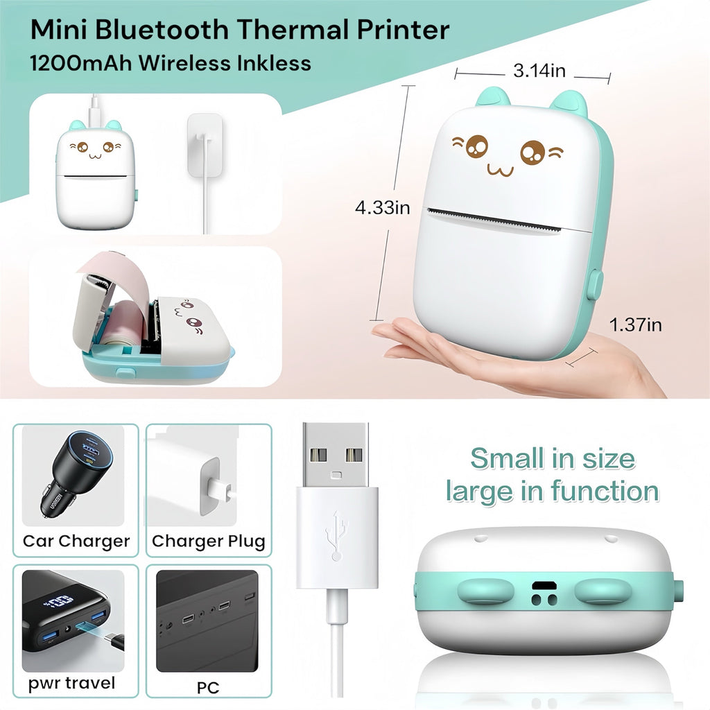 Mini Bluetooth Thermal Printer – Fun & Easy Wireless Printing