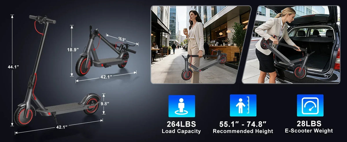 350W Electric Scooter for Adults 19mph Top Speed 21 Miles Max Range Foldable E-Scooter with 8.5'' Tires Double Shock System APP Control