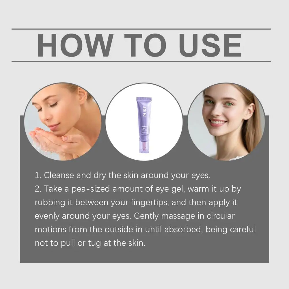 PURE Instant Lifting Eye Cream Gel - Collagen Firming Anti Dark Circles Remove Eye Bags Wrinkle Care Eye Massager Skincare