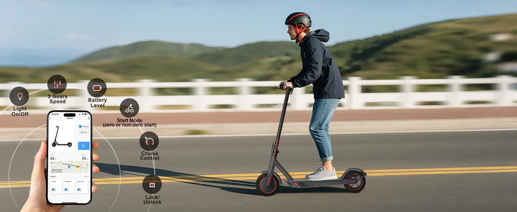 350W Electric Scooter for Adults 19mph Top Speed 21 Miles Max Range Foldable E-Scooter with 8.5'' Tires Double Shock System APP Control