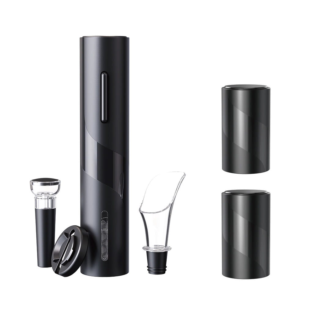 All-in-One Wine & Beer Opener Gift Set – Electric Corkscrew with Aerator & Vacuum Stopper + 2 x Push-Down Beer Opener