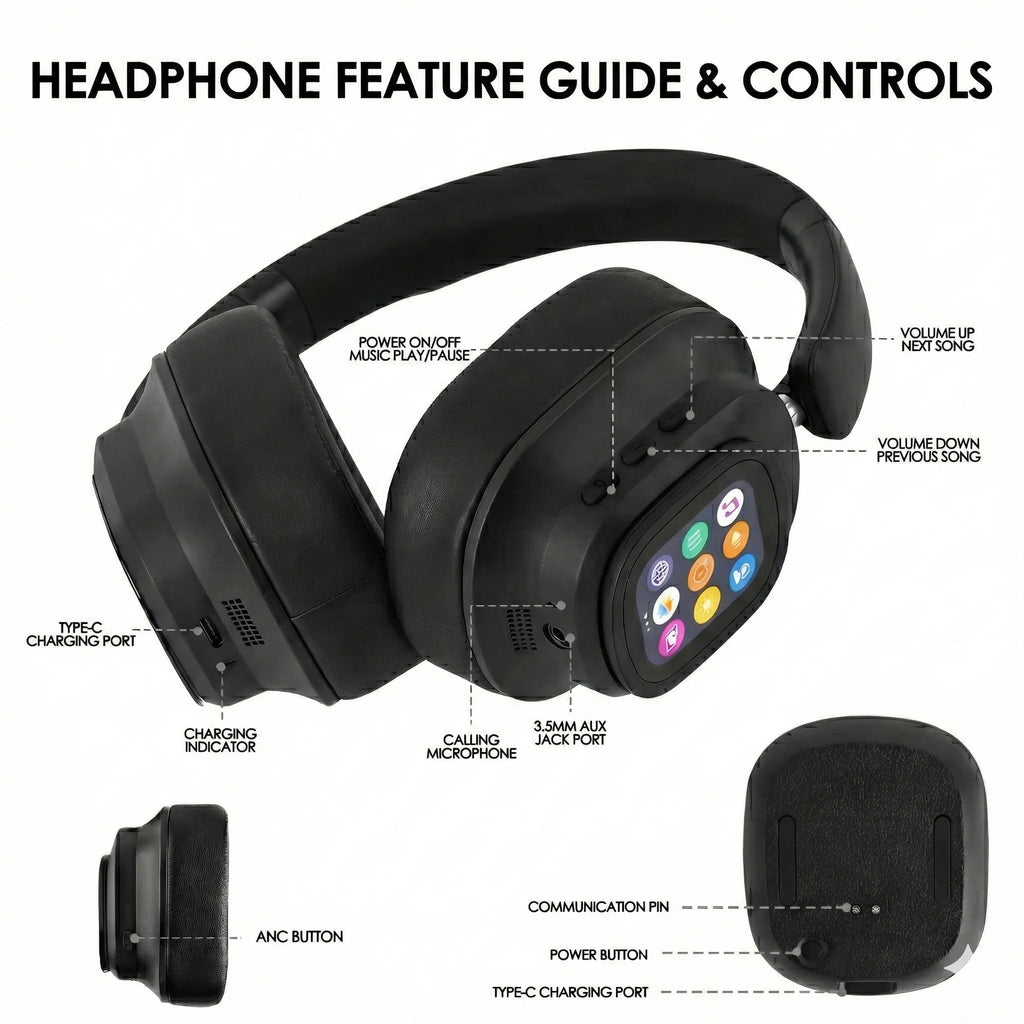 TouchScreen ANC Wireless Headphones