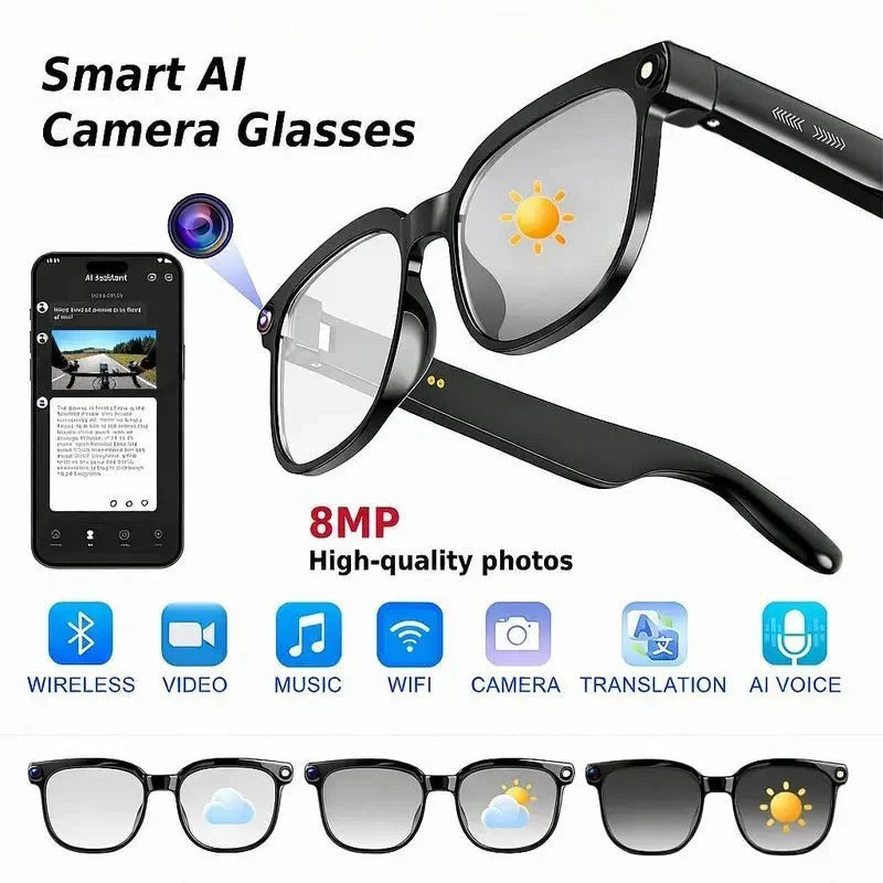 Smart AI Translation Glasses with Touch Control and HD Camera